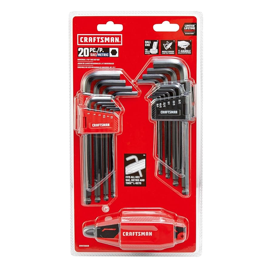 T・K☆彡 ‼️ CRAFTSMAN Universal L-to-T Allen Wrench Hex Key Set, 20